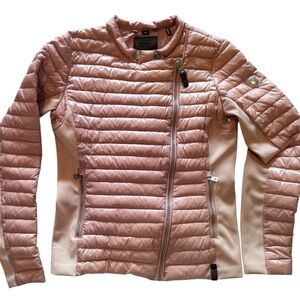 RUDSAK Pink Puffer Jacket with Quilted Design and Asymmetrical Zipper